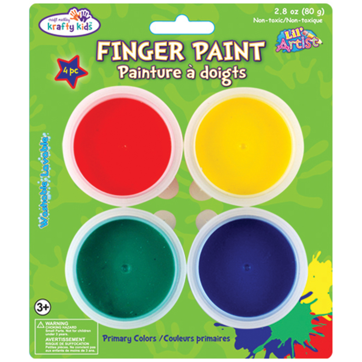 Finger Paint Tubs .7oz 4/PkgPrimary