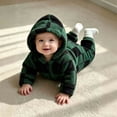 thumbnail image 5 of ATOGUTA Girls' Fleece Hooded Jumpsuits & Rompers Winter Warm Fuzzy Romper Zip Up Long Sleeve One Piece Playsuit Army Green, 5 of 7