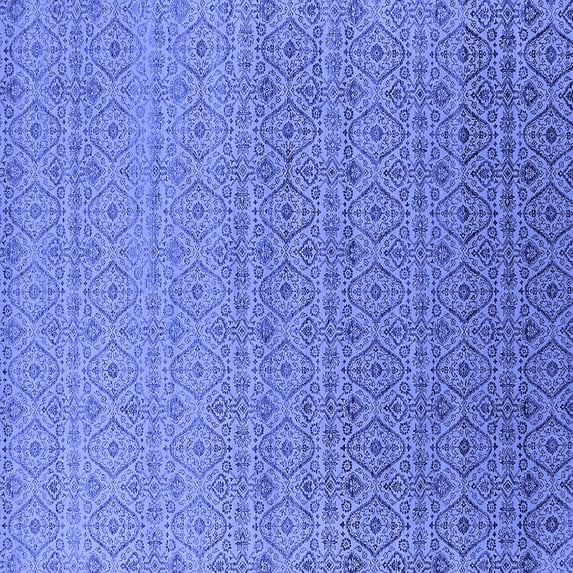 Ahgly Company Machine Washable Indoor Square Oriental Blue Industrial Area Rugs, 4' Square