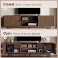 thumbnail image 3 of TV Stand with Storage, Modern Farmhouse Entertainment Center for TVs up to 65", Wood TV Console Table with Cabinet, Drawers & Cable Management, Easy Assembly, Rustic Brown, 3 of 9