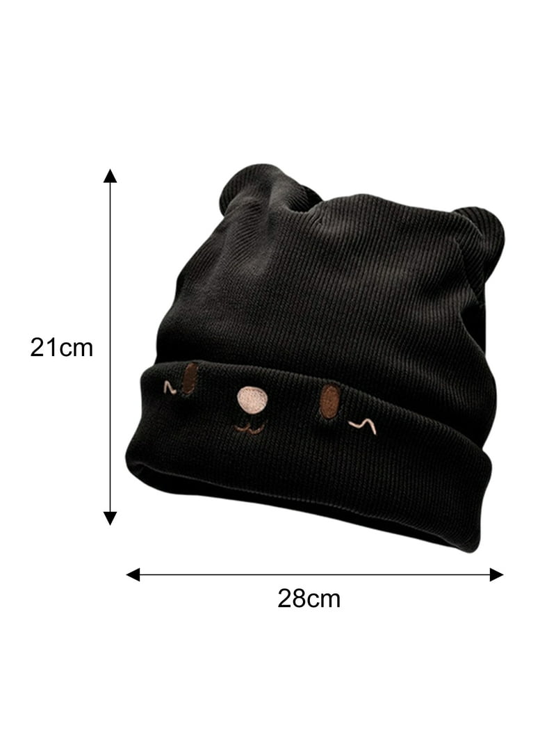 Women's Teen Girls Knitted Cat Kitty Cuffed Beanie Hat Winter Outdoor Stretchy Ski Caps