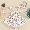 thumbnail image 2 of Bagilaanoe Newborn Easter Outfits Baby Girl Rompers Dress Flower Print Sleeveless Bodysuits + Headband 3M 6M 9M 12M Infant Patchwork A-line Dresses, 2 of 6