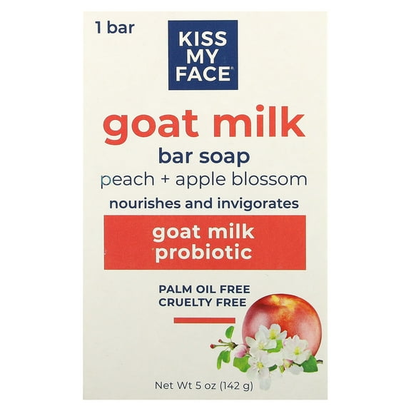 Kiss My Face Goat Milk Bar Soap, Peach   Apple Blossom, 5 oz (142 g)
