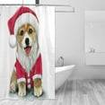 thumbnail image 2 of Coolnut Corgi Christmas Watercolor Painting Bath Shower Curtain Liners 66x72in 100% Polyester Waterproof with Curtain Hook, 2 of 5