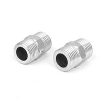 1/2BSP Male to Male Threaded 304 Stainless Steel Hex Nipple Pipe Fitting 2Pcs