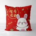 thumbnail image 3 of Ludlz Square Soft Detachable Lightweight Decorative Pillowcase Cartoon Rabbit Pattern New Year Cushion Cover Home Decor, 3 of 8