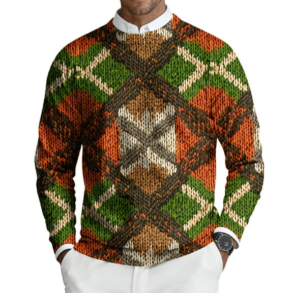 Dwelliawo Mens Cable Knit Sweater Knit Xmas Christmas Print Graphic Sweaters Lightweight Ribbed Long Sleeve Sweater Relax Fit Fall Winter Pullover Sweaters Clearance Light Brown S