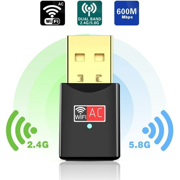 USB WiFi Adapter, 600mbps Dual Band 2.4G/ 5G Wireless Adapter, Mini Wireless Network Card WiFi Dongle for Laptop/Desktop/PC, Support Windows10/8/8.1/7/Vista/XP/2000, Mac OS X 10.6-10.13