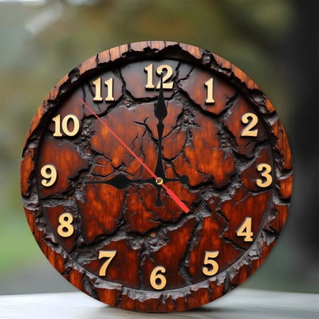 Antique Wooden Crackle Wall Clock， Rustic Farmhouse Decor 10-Inch Silent Wooden Wall Clock, Battery Operated (AA Batteries Not Included), Artistic Home Decor