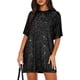 thumbnail image 1 of Vestido de lentejuelas con cuello redondo para mujer, sexy, cuello en V, vestido de media manga, suelto, para fiesta, club, cóctel, 1 of 3