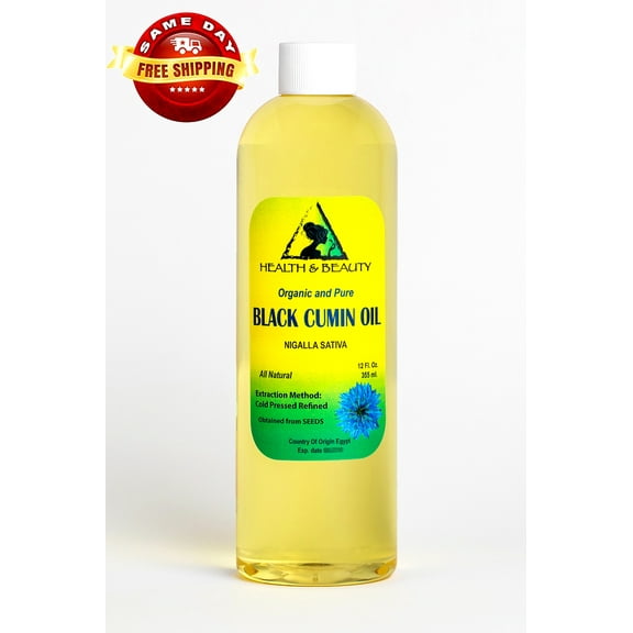 Black Cumin Seed Oil Refined Organic Carrier Cold Pressed Fresh 100% Pure 12 oz