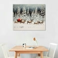 thumbnail image 2 of ONETECH Christmas Wall Art Print Santa Sleigh and Reindeers Poster Snowy Pine Forest Winter Landscape Canvas Painting For Living Room Holiday Decoration Unframed, 2 of 4