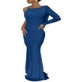 thumbnail image 1 of Women Long Evening Dress Solid Color One Shoulder Backless V Neck Dress, 1 of 5
