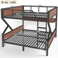 thumbnail image 4 of Full over Full Bunk Bed with Storage Shelf and LED Lights, Heavy Duty Metal Bunk Beds with Angled Ladder, Adults Bunk Bed with Noise-Reducing Rubber Stoppers, Black, 4 of 8