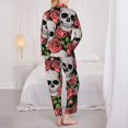 thumbnail image 5 of Disketp Pajamas Set Long Sleeve Sleepwear Womens Button Down Nightwear Pj Sets-Skull And Roses, 5 of 9