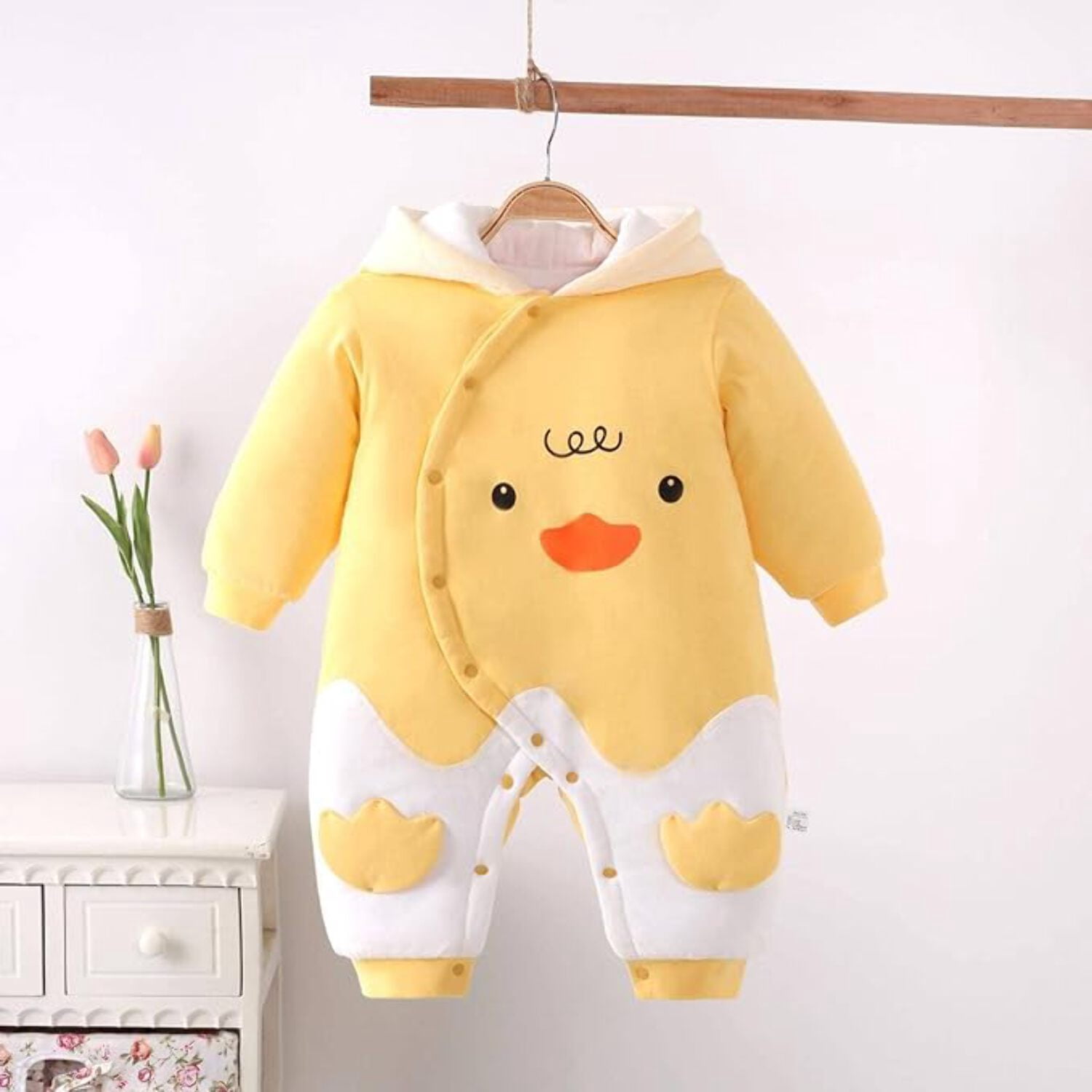 Unisex Baby Fleece Jumpsuit with Hood – Organic Plush Cotton