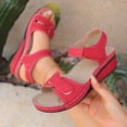 thumbnail image 6 of Slides for Women Casual Spring And Summer Breathable Toe Open Toe One-Line Buckle Wedge Heel Sandals for Women, Red-37, 6 of 9