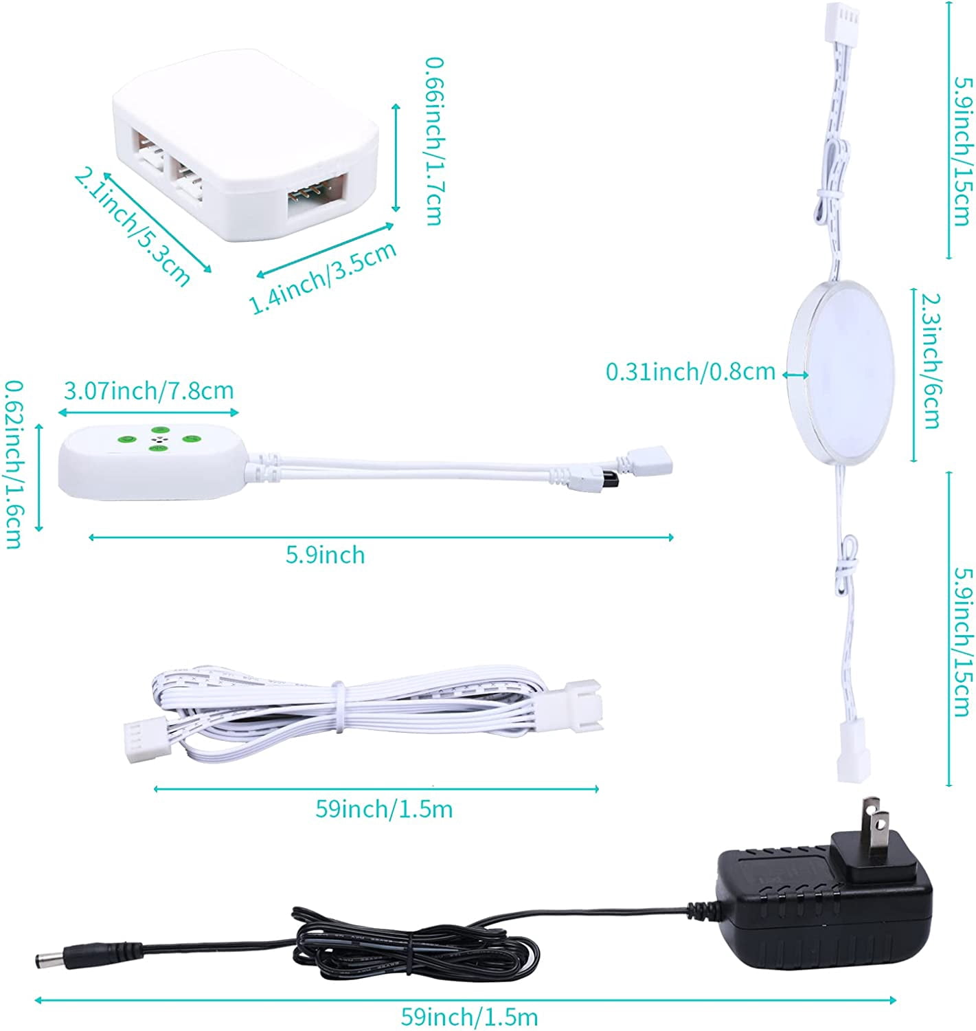 LED Low Voltage Puck Lights,Under Cabinet Plug-in Lighting Kit,RGB Color Changing (4 x Pack)