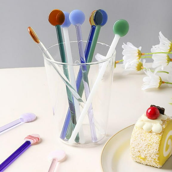 Mixing Spoon Food Grade Glass Fruit Juice Coffee Scoop for Home