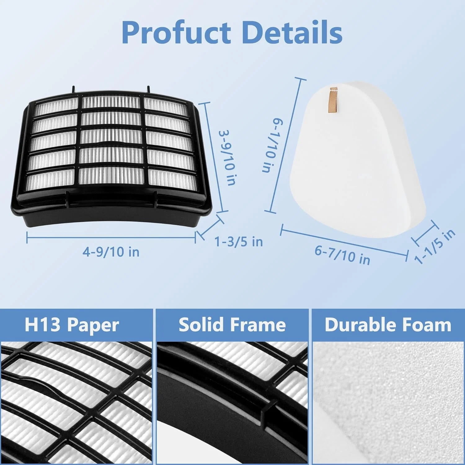 4+2 Pack Filters for Shark Vacuum Navigator Lift Away Filter Replacement Models NV350 NV351 NV352 NV355 NV356E NV360 UV440 UV540 CU500 XFF350 XHF350