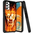thumbnail image 1 of ANJ+ Rugged Dual Layered Shockproof Slim Hybrid Case + Tempered Glass Cover Compatible with Samsung Galaxy A23 5G - Flame on Skullcap, 1 of 3