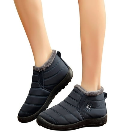 KELINFONG Womens Winter Trekking Snow Boots Water Resistant Shoes Anti-Slip Fully Fur Lined Casual Hiking Boot
