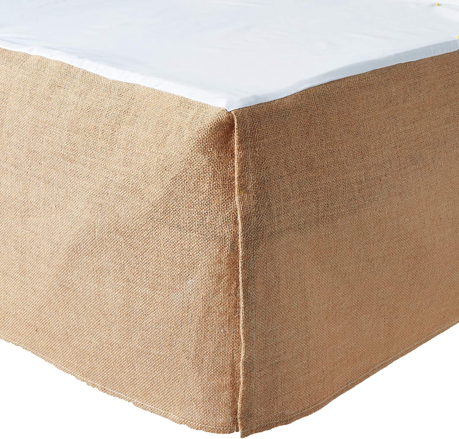 Global Trends Burlap Bed Skirt, Natural, Queen, 15-Inch Drop Length