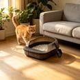 thumbnail image 5 of HWRETIE Semi Enclosed High Sided Cat Litter Box Splash Proof Open Top Design Spacious Cat Toilet for Cats Under 10 Pounds Easy Clean Indoor Litter Tray, 5 of 6