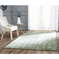 SAFAVIEH Soho Darden Geometric Wool Area Rug, Light Blue/Multi, 3'6" x 5'6"