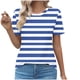 thumbnail image 2 of Fiudx Tops para Mujer Jersey Plisado Estampado con Cuello Redondo para Mujer, Top Informal de Moda de Manga Corta para Primavera/Verano, 2 of 4