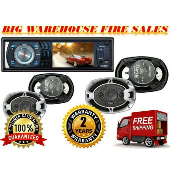 Absolute DMR-380BTAD BLS-6904 x2<br/> 3.5" Car Stereo DVD/CD/MP3/AM/FM & 2 Pairs of 6X9" speaker