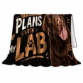thumbnail image 2 of Tilting Chocolate Labrador Beside Playful Oversized Lettering, Soft Flannel Blanket with Playful Pet Typography Print, Housewarming Gift and Home Decor for Bedroom and Living Room, 2 of 7