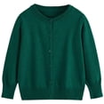 thumbnail image 4 of Lightweight Sweater Cardigan for Women Knitted Crew Neck Long Sleeve Button Down Coat Trendy Casual Comfy Clothes (L, Green), 4 of 7