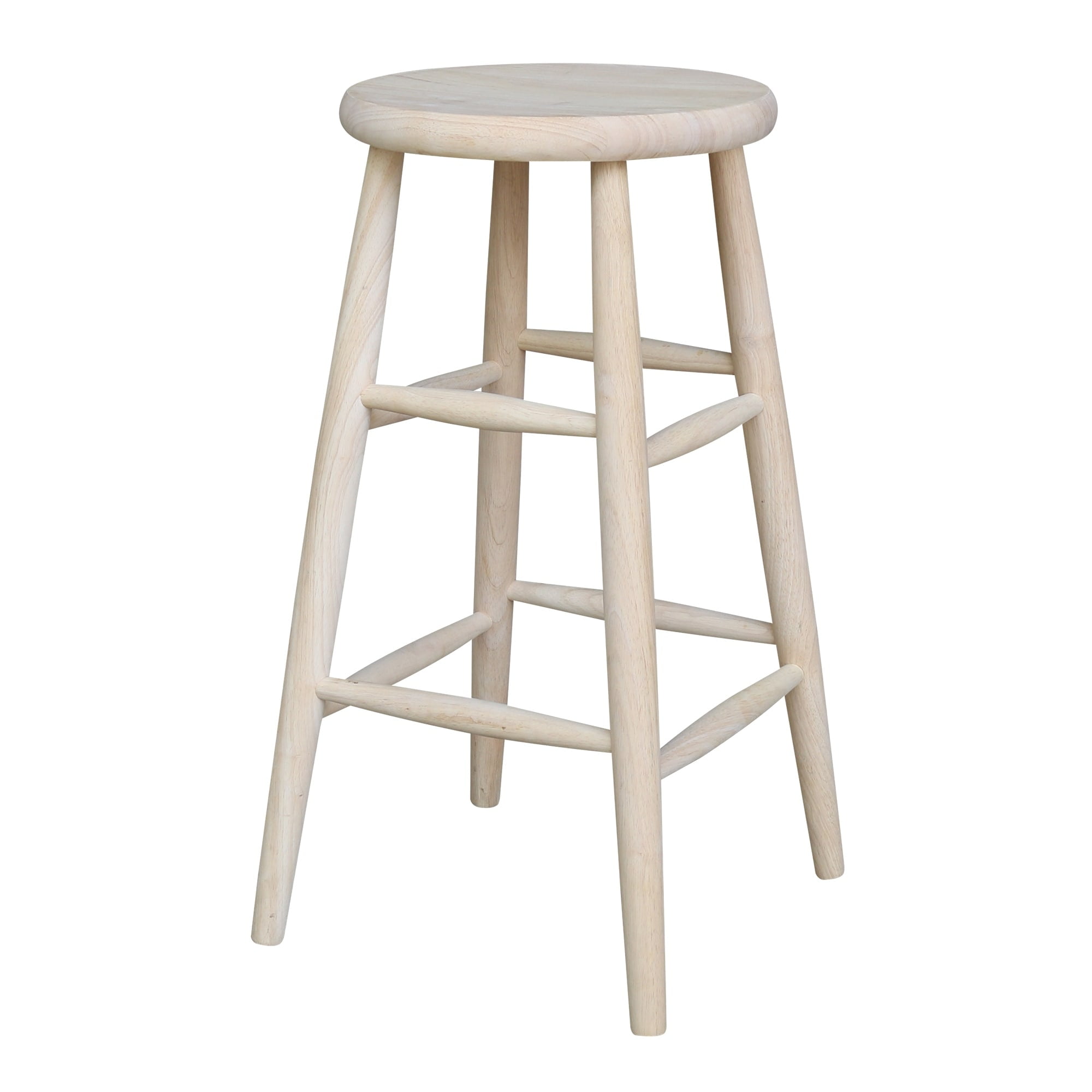 International Concepts 30" Unfinished Wooden Scooped Seat Bar Stool