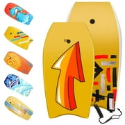 BIGTREE Bodyboard Surfing Board Wake Boogie Board with Arrow for Adult 37″, Yellow