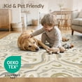thumbnail image 4 of ODIKA 9'x12' Beige Abstract Medallion Design Washable Area Rug Intricate Inspired Pattern Motif Non-Shedding, Easy Care for Master Suite, California King, Under Bed, 4 of 7
