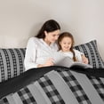 thumbnail image 5 of Manfei Chic Abstract Ombre Twin Bedding Sets 7-Piece for Kids, Vintage Checkered Square Bedding Comforter Set, Dimgrey Buffalo Plaid Reversible Sheet Sets, Lightweight Room Decor, 5 of 8