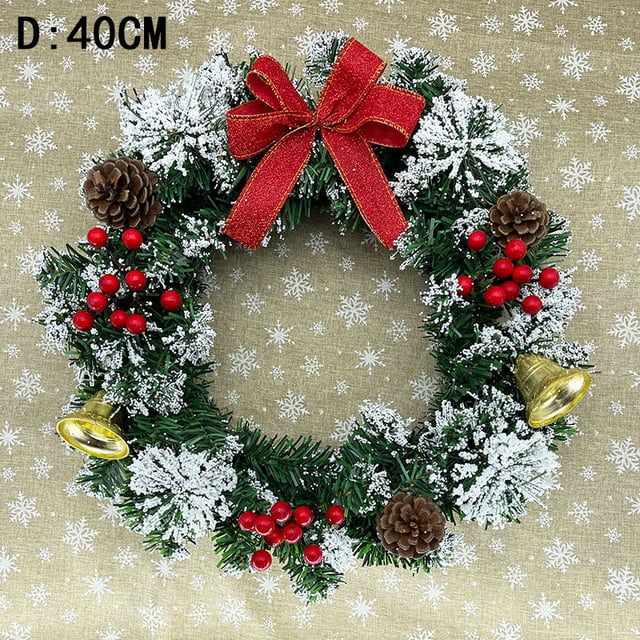 Corona navideña para puerta de entrada, corona artificial redonda, decoración para adornos navideños, decoraciones para fiestas