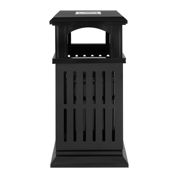 Commercial Outdoor Trash Can, Heavy Duty Stainless Steel Garbage Bin with Lock & Ashtray, 35.4in Tall for Parks, Offices, High-Traffic Areas