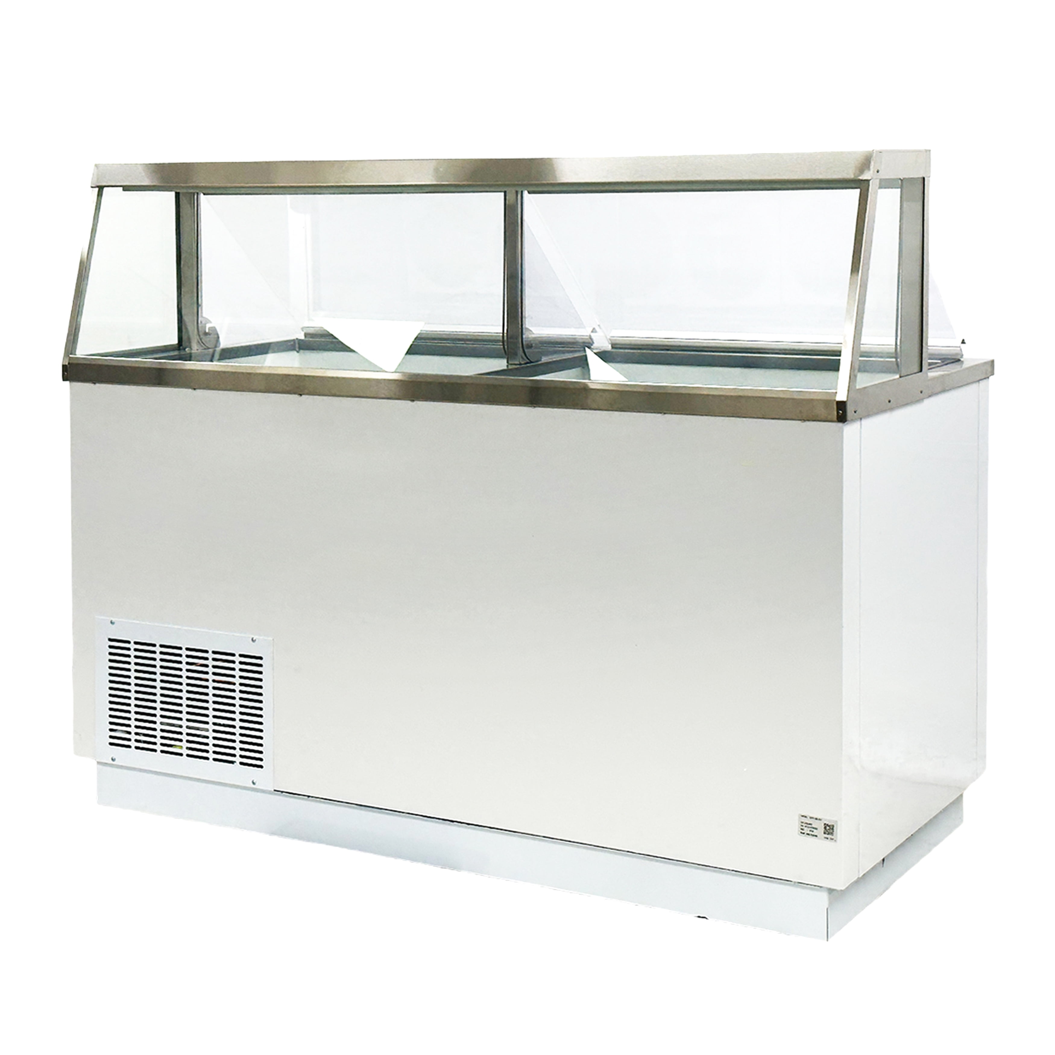 68 in. 12 Tub Ice Cream Gelato Dipping Cabinet Display Freezer, Understorage Big Capacity, Viewing Window, White