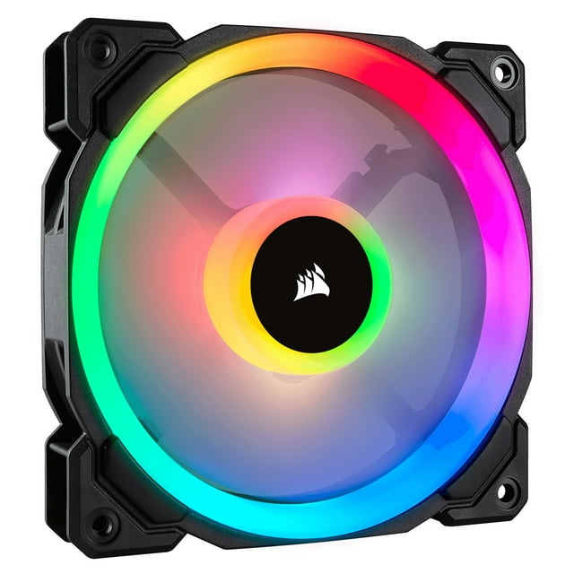 Ventilador Corsair LL Series LL120 RGB de 120 mm con doble bucle de luz RGB LED PWM (paquete individual, CO-9050071-WW) para escritorio, negro, sin controlador