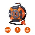 Link2Home Cord Reel 80 ft. Extension Cord 4 Power Outlets 14 AWG SJTW