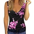 thumbnail image 1 of Gibobby Camisetas sin mangas con estampado Floral para mujer, camisetas sin mangas con retazos de encaje, camisetas informales con cuello holgado para verano(Morado,M), 1 of 5