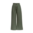 thumbnail image 5 of Pantalon Large en Lin Confortable pour Femmes - Été Ample, Taille Haute, Style Palazzo Plage, avec Poches, Polyester, 5 of 5