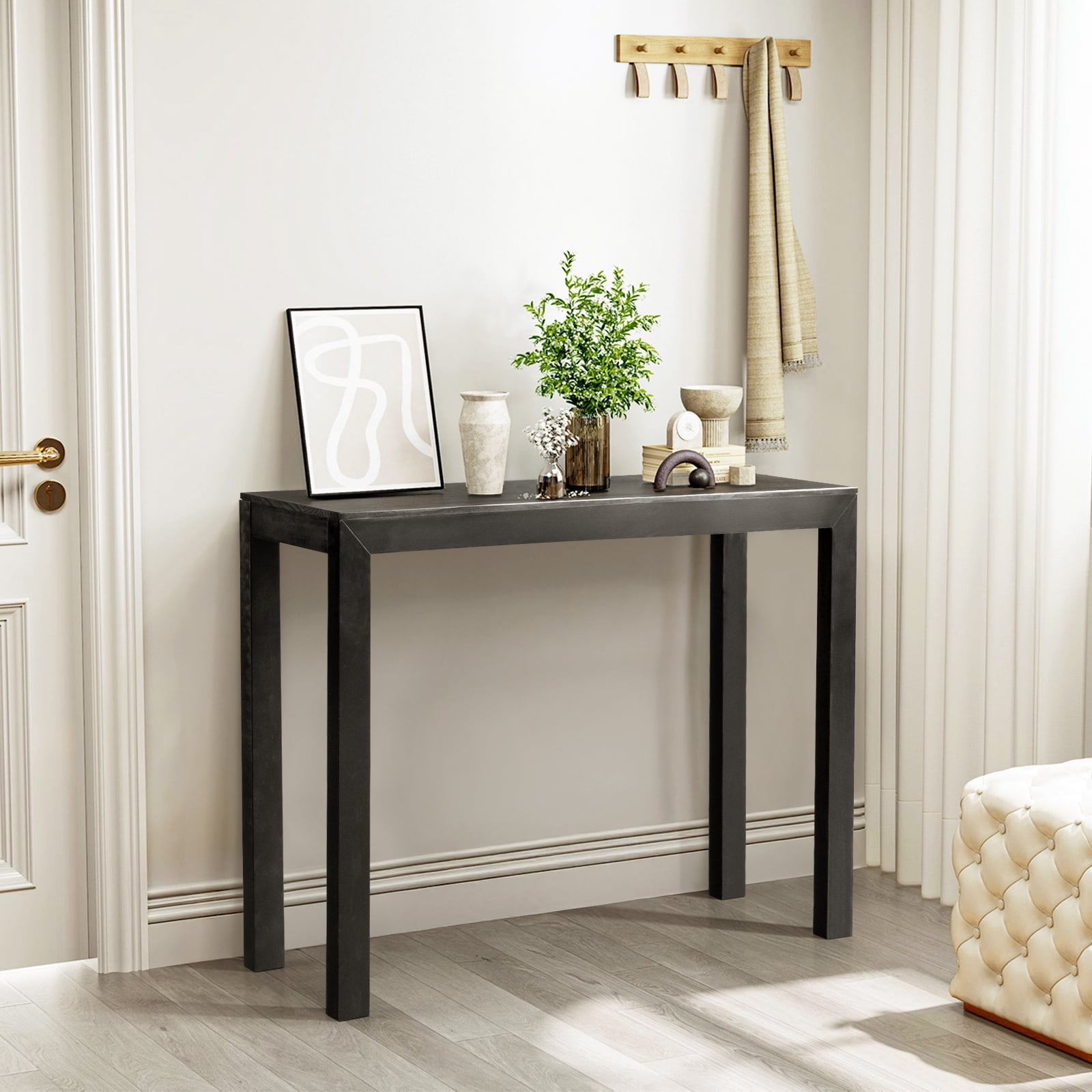 Zimtown Modern Console Table for Entryway, 46" Long Simplistic Sofa Table Narrow Hallway Foyer Table for Living Room, Black