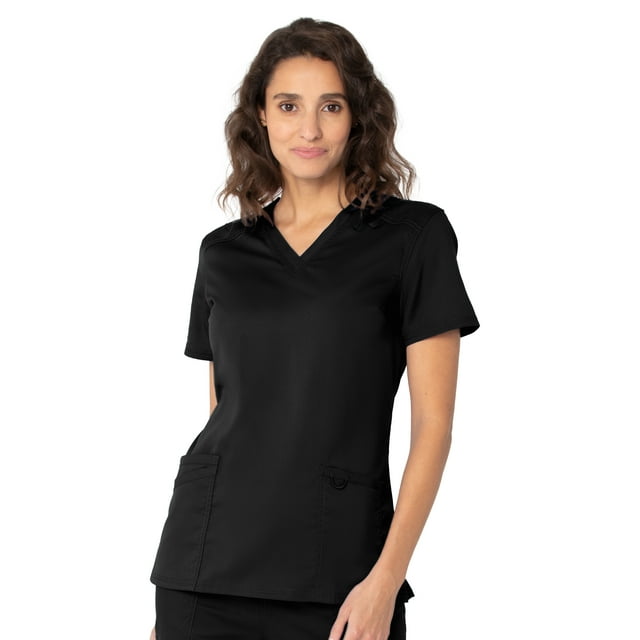 Landau ProFlex Haut de Sarrau pour Femmes : 3 Poches, Coupe Moderne Ajustée, Col en V Extensible 4169