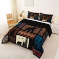 thumbnail image 2 of Castle Fairy Rustic Jungle Animal Bear Queen Comforter Set 3 Pieces,Bohemian Aztec Tribal Plaid Comforter Sets Queen,Sepia Red Blue,Black Reversible,1 Comforter and 2 Pillowcases, 2 of 6