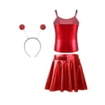 thumbnail image 2 of iiniim Alien Costume for Girls Metallic Dress Alien Holographic Cami Top with Pleated Skirts and Hair Hop Red 10, 2 of 7
