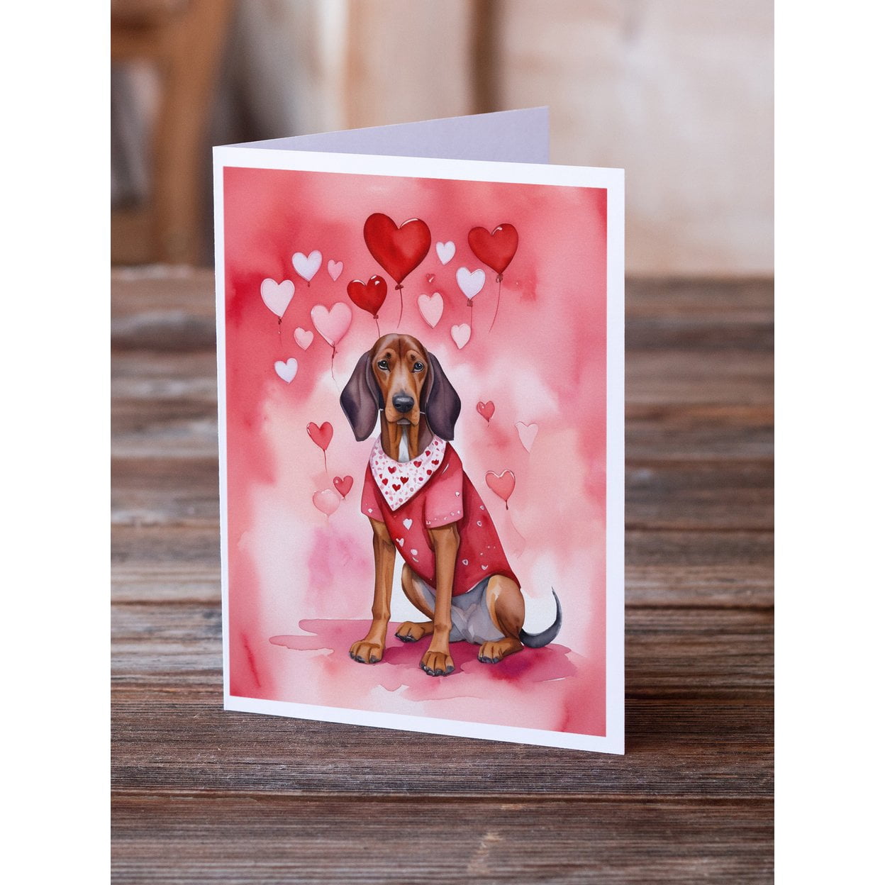 Redbone Coonhound My Valentine Greeting Cards Pack of 8 7 in x 5 in