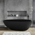 thumbnail image 2 of Rainlex 67" Freestanding Soaking Solid Surface Bathtub in Black, 2 of 12